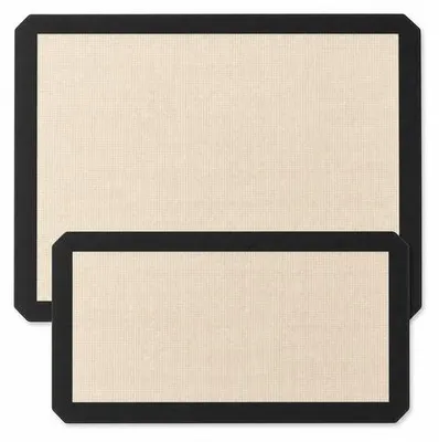 Productafbeelding van JustValue siliconen bakmat set van 2 - 36,5 x 26 cm en 34 x 17,5 cm - anti-aanbak - zwart/wit