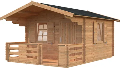 Produktbild von Palmako Gartenhaus Emma 10,4 + 4,2 m² - 34 mm Hellbraun tauchimprägniert