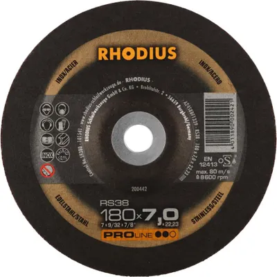 Immagine prodotto di Disco da sbavo Rhodius RS 38 180x7.0x22.23mm acciaio inox Proline - 200442
