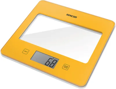 Produktbild von SENCOR SKS 5036YL Kuchyňská váh, tvrzené bezpečnostní sklo (4 mm), váživost do 5 kg, funkce nulování hmotnosti nádoby (Tara), funkce postupného dovažování