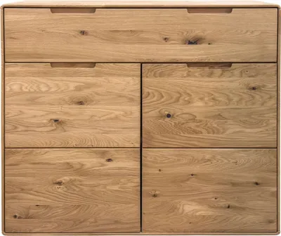 Produktbild von Kommode >KM-0663< 2 Türen, 1 Schub, Wildeiche Massivholz geölt - 100x91x40cm (BxHxT)