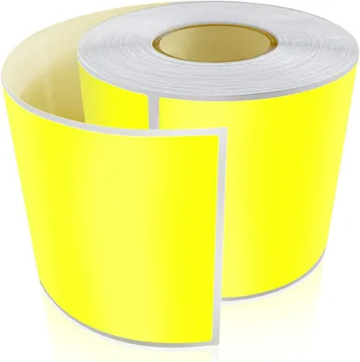Immagine prodotto di 200 adesivi gialli autoadesivi, etichette riposizionabili, 12,7 x 7,5 cm, rotolo di adesivi rettangolari, colore giallo removibile