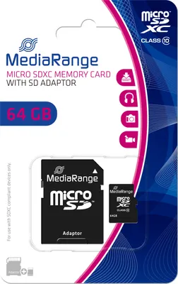 Produktbild von MediaRange SD MicroSD Card 64GB SD CL.10 wraz z adapterem