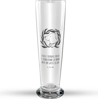 Produktbild von Mr. & Mrs. Panda Bierglas Hund Blumen - Transparent - Geschenk, Hunde, Bierbecher, Glasbecher, Glasbierglas, Bier Glas, Hundetherapie, Sprüche, Trinkglas, Umarmen