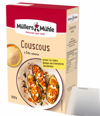 Produktbild von Müller´s Mühle Couscous mittelgroß (500g Packung) + usy Block