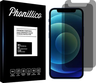 Immagine prodotto di Vetro temperato Anti-Spy per iPhone 12 / iPhone 12 PRO (6,1") [2 pezzi] Pellicola protettiva nera Privacy Antigraffio Vetro Resistente Phonillico®