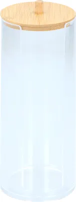 Produktbild von Alpina Wattepads Spender Organizer Aufbewahrung Dose Kosmetik Bambus Transparent