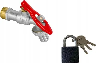 Immagine prodotto di Rubinetto a sfera con tubo di aspirazione 1/2" con valvola a farfalla e raccordo per tubo flessibile con serratura