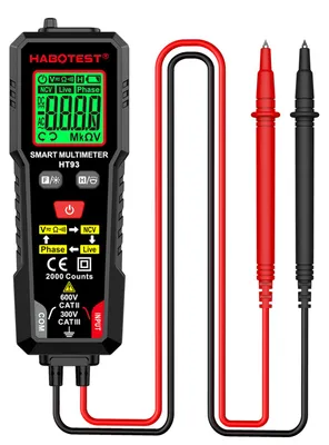 Immagine prodotto di Habotest HT93 Multimetro digitale - Tester di tensione 2000 divisioni Voltmetro Ohmmetro con selezione automatica della portata, misura con precisione la resistenza in corrente alternata/continua con test NCV su cavi sotto tensione