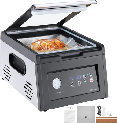 Produktbild von Kammervakuumierer - Vakuumiergerät - 380 W - Für Feuchte Lebensmittel & Fleisch - Gewerblich & Privat - Kompaktes Design