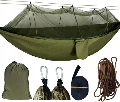 Produktbild von Korbi | Houpací síť - 270 cm x 140 cm - khaki - s moskytiérou - odolná proti povětrnostním vlivům a pohodlná