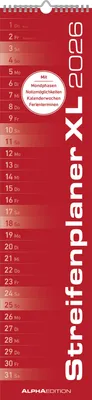 Produktbild von Streifenplaner XL ROT 2026 - Streifenkalender 15x64 cm