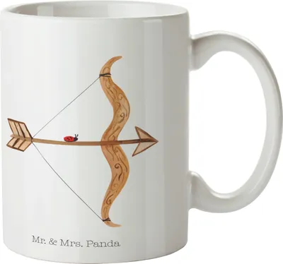 Produktbild von Mr. & Mrs. Panda Kaffeebecher Sternzeichen Schütze - Weiß - Geschenk, Geburtstag November, Keramiktasse, Teetasse, Tasse mit Spruch, Kaffeetasse, Becher, Schützenfest