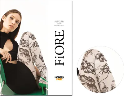 Produktbild von Damenstrumpfhose 60den mit Blumen 2 White