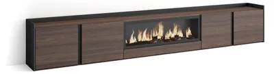 Produktbild von TV-Möbel Holzeffekt eiche schwarz 315x35x50cm Kamin mit Feuereffekt
