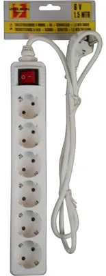 Produktbild von Benson-Steckdose - 6-fach - weis - 1,5 Meter - Schalter