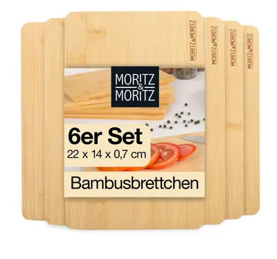 Produktbild von Moritz & Moritz 6er Set Bambus Schneidebretter 22x14x0,8cm