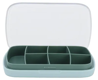 Productafbeelding van Draagbare, afsluitbare tablettenbox met 7 compartimenten, grote capaciteit, groene medicijncontainer voor reizen