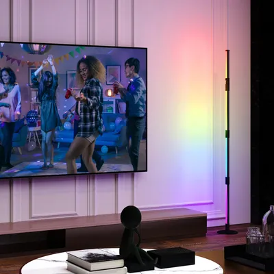 Produktbild von Fernbedienung LED-Stehlampe mit Timer, App, Musik-Synchronisation, Dunkelgrau, verschiedenen Farben