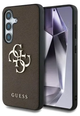 Produktbild von GUESS Handyhülle für Galaxy S25, Guess Grained Big 4G Small Classic Logo, Braun