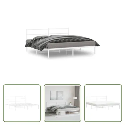 Produktbild von The Living Store Bettgestell mit Kopfteil Metall Weiß 180x200 cm