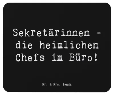 Produktbild von Mr. & Mrs. Panda Mauspad Spruch Sekretärin Chefin - Schwarz - Geschenk, Mousepad, Sekretärinnen, Berufe, Mouse Pad, wertschätzen, Wertschätzung, Büroalltag, Beruf, laptop