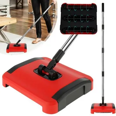 Image de Balayeur de tapis Balayeur de sol manuel Brosse à tapis avec roulettes amovible