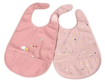 Imagen del producto de Chicco, babero para bebé, color rosa, para mayores de 6 meses, pack de 2 unidades
