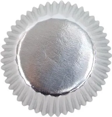 Produktbild von PME Metallic Baking Cases, Cupcake-/Muffin-Cups, Rechteckig, Gerillte Oberfläche, Silber, Papier, Silber