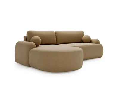 Produktbild von GrainGold Ecksofa L-Form Aurio Links - Ecksofa mit Schlaffunktion, Bettkasten - Moderne Ecksofa, Wohnzimmer Sofa - Eckcouch Hellbraun (Lambi 10)
