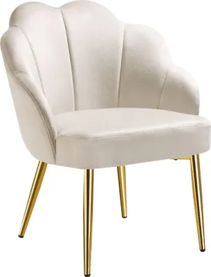Image de Fauteuil cocktail HELLEN rembourré avec revêtement en velours - crème/or, par pièce