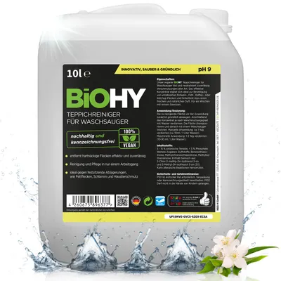 Produktbild von BiOHY Teppichreiniger für Waschsauger + Auslaufhahn, Teppichshampoo Konzentrat, 10 l