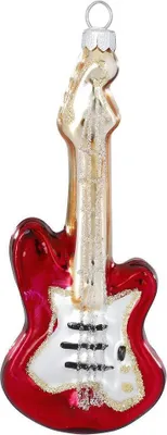 Produktbild von Christbaumschmuck Glas Elektrogitarre 15cm rot
