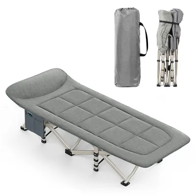 Produktbild von Campingbett 200x80x40 cm, Feldbett klappbar bis 200 kg, mit Tragetasche, Faltbar Gästebett, für Indoor, Outdoor, Strand und Garten