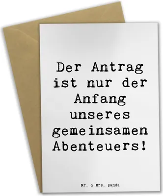 Produktbild von Mr. & Mrs. Panda Klappkarte Spruch Heiratsantrag Abenteuer - Weiß - Geschenk, Verlobung, genesungskarte, gemeinsames Leben, Heirat, weihnachtskarten, Grußkarte, Heiraten