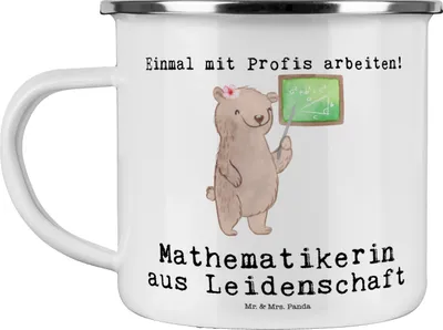 Produktbild von Mr. & Mrs. Panda Motivtasse Mathematikerin Leidenschaft - Weiß - Geschenk, Pott, Teetasse, Bachelor, Teebecher, Master, Lustig, Blechtasse, Emaille Tasse, Witzig, Becher