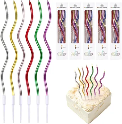 Immagine prodotto di 60 candele a spirale colorate e scintillanti, ideali per torte di compleanno, feste di compleanno per bambini, matrimoni e decorazioni per feste