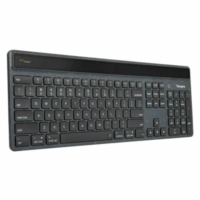 Produktbild von Targus EcoSmart - Tastatur - nachhaltige Energiegewinnung - antimicrobial - hintergrundbeleuchtet - kabellos - Bluetooth 5.0 - QWERTY - Nordisch - Tastenschalter: Scissor-Key - Schwarz - recycelte Verpackung