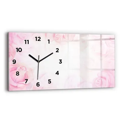 Produktbild von Wallfluent Wanduhr – Stilles Quarzuhrwerk - Uhr Dekoration Wohnzimmer Schlafzimmer Küche - Zifferblatt - schwarze Zeiger - 60x30 cm - Rosenabstraktion