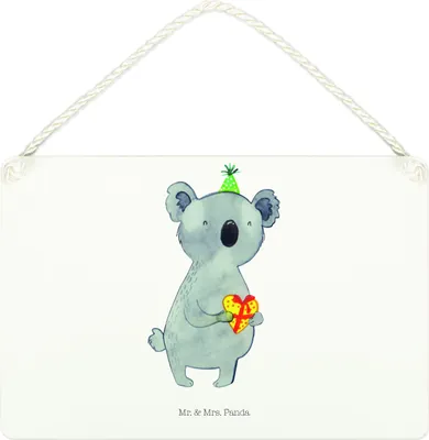 Produktbild von Mr. & Mrs. Panda Schild Koala Geschenk DIN A4 - Weiß - kleine aufmerksamkeit, Holzschild, Party, wandtafel, Deko Wandbild, Türschild, Geburtstag