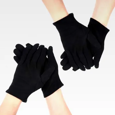 Produktbild von 2 Paar Baumwollhandschuhe mit Druckknopfverschluss für formelle Anlässe