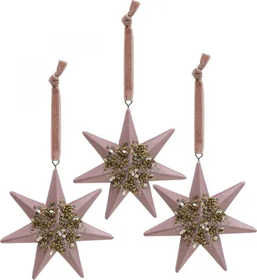 Produktbild von Weihnachtsanhänger Deko Stern Rosa, Christbaumschmuck Glitzer 4er Set, 4 Stück