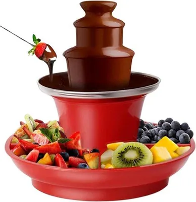 Zdjęcie produktu dla Fontanna czekoladowa, 3-poziomowy, demontowalny zestaw do fondue czekoladowego, idealny na imprezy i spotkania – doskonały na święta, do maczania truskawek i owoców