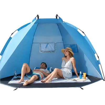 Produktbild von Strandmuschel mit UV Schutz - Pop Up Zelt, Strand Sonnenschutz, Windschutz, Strandzelt Windschutz Zelt- für Baby, Kinder und Erwachsene, 220x120x120cm