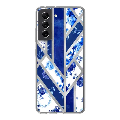 Produktbild von MuchoWow® Handyhülle Schutzhülle Hülle für Samsung Galaxy S21 FE Delfter Blau - Design - Luxus Silikon Softcase Handy Hülle - Mobiltelefonhülle
