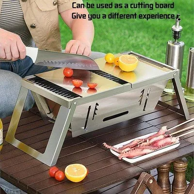 Image de Barbecue au charbon de bois compact pour 3 à 6 personnes, idéal pour le camping et les pique-niques