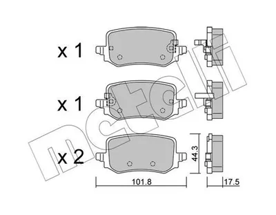 Produktbild von METELLI Bremsbeläge Satz Hinten Bremsklötze für HYUNDAI Tucson (NX4, NX4E) 22-1301-0