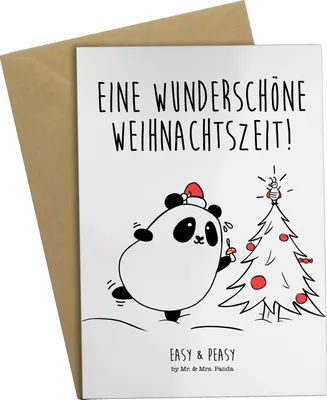 Produktbild von Mr. & Mrs. Panda Beileidskarte Panda Weihnachtszeit - Weiß - Geschenk, weihnachtskarten, dankeskarten, Grußkarte, einladungskarten, osterkarten, Grußkarten