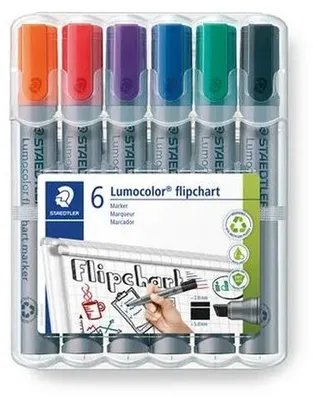 Immagine prodotto di 1 confezione da 6 pennarelli per lavagna a fogli mobili Lumocolor 356 WP6