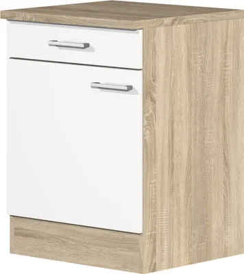 Produktbild von Küchenunterschrank - 60 cm breit - Weiß Sonoma Eiche – Salerno